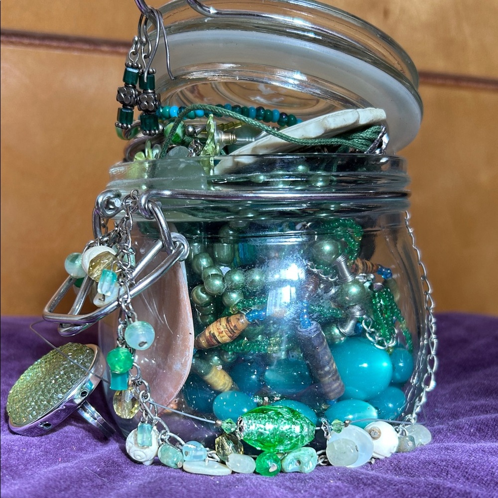 Nature themed Mystery jewelry lot in jar